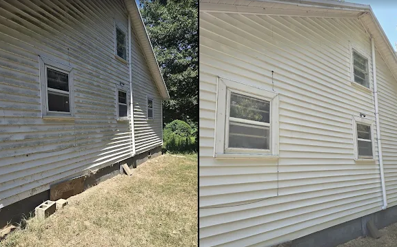 Before and after roof and gutter cleaning